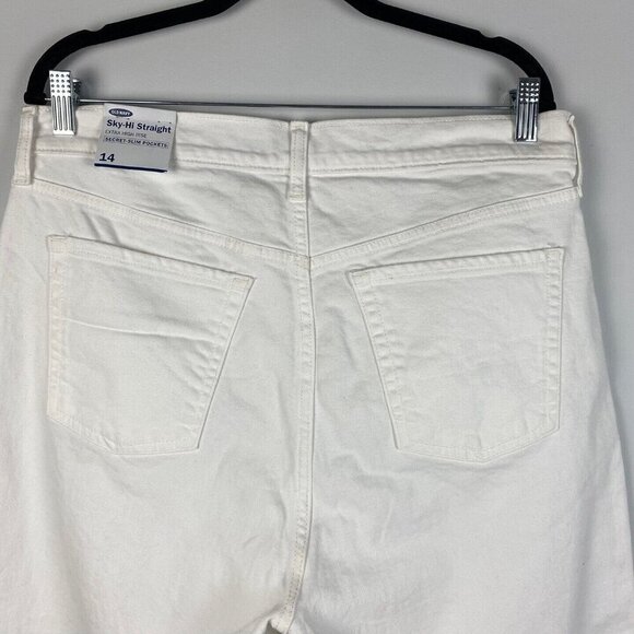 Old Navy Extra High Rise Sky-Hi Straight Jeans Jean Size 14 NWT White Distressed - Picture 7 of 11